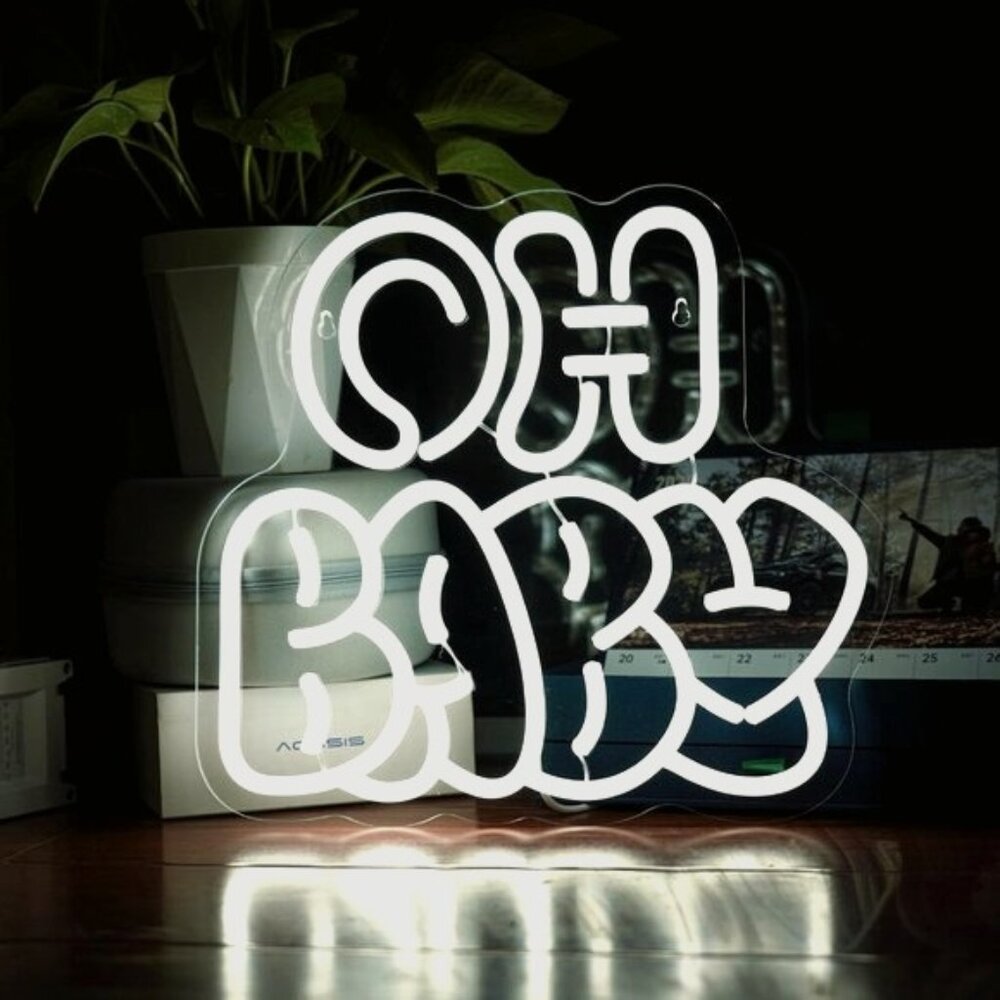 New Oh Baby Neon Sign, Cool White LED Light for Baby Shower, Party & Nursery
